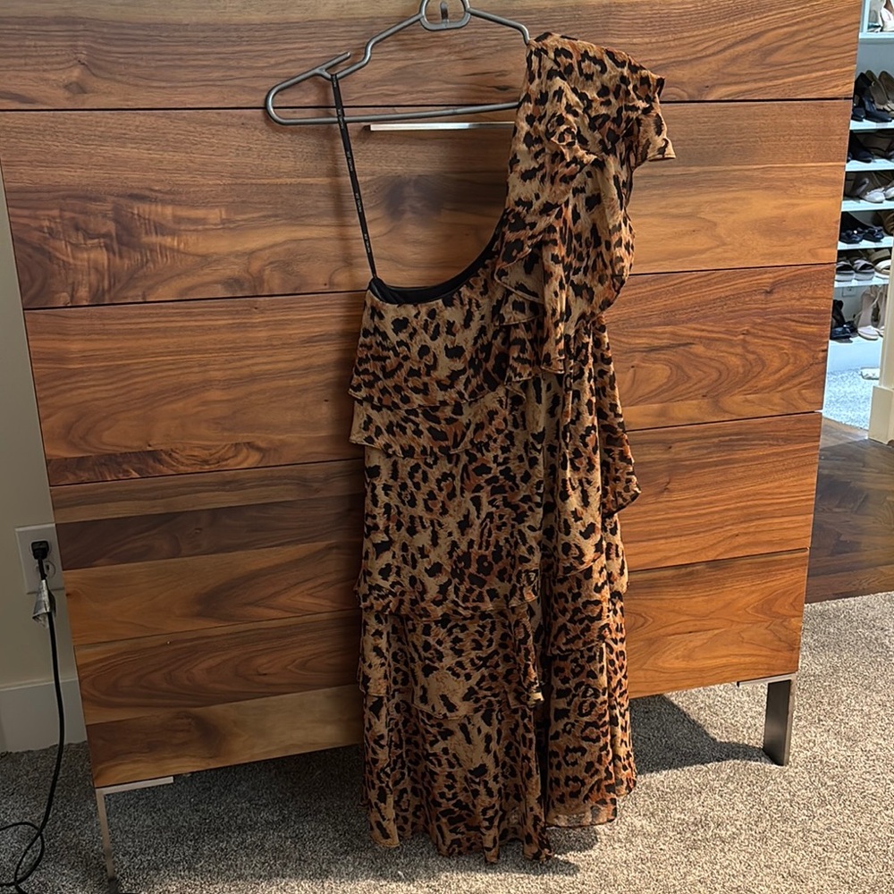 Rachel Zoe Leopard Print Ruffle Dress
